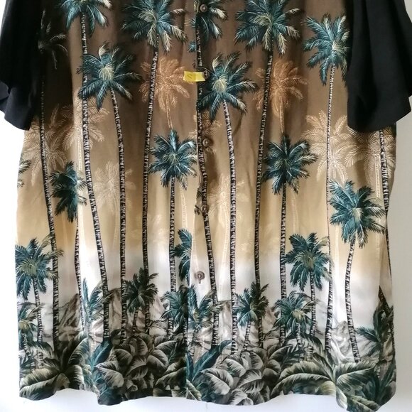 Batik Bay Mens Brown Black Short Sleeve Rayon Hawaiian Button Up Shirt Size XL - Picture 3 of 6